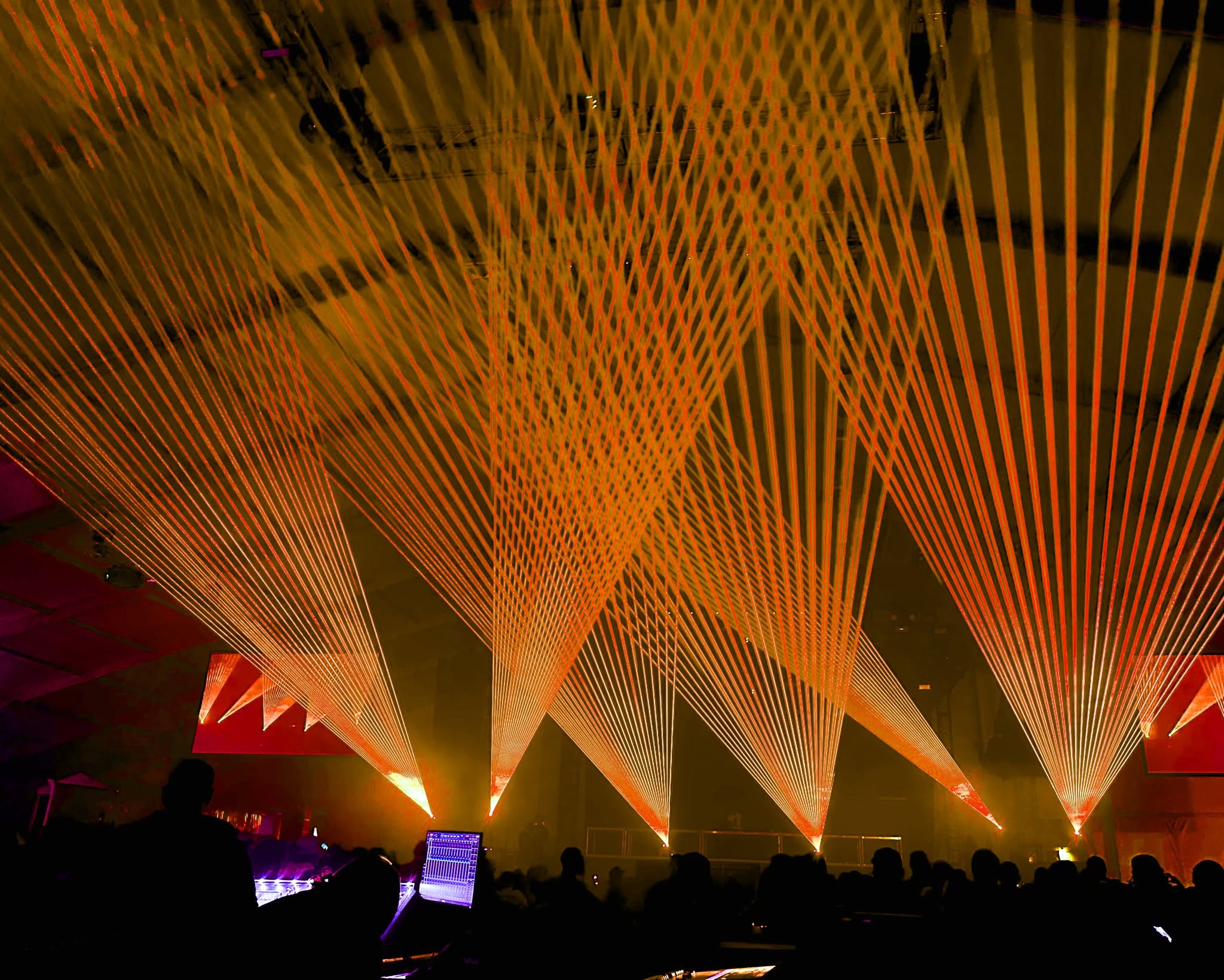 Corporate laser show with stage lighting
