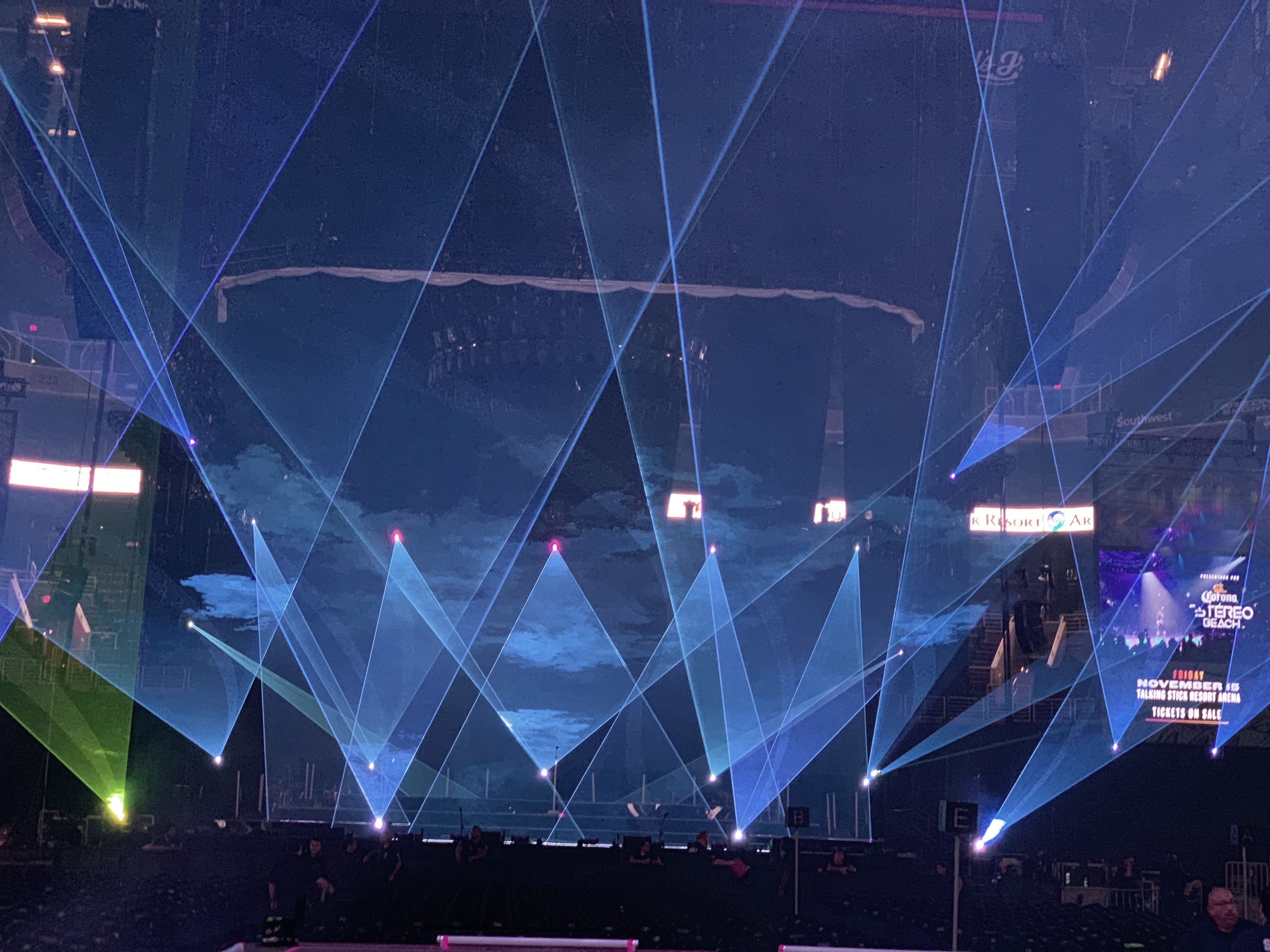 Stage laser effects and scenic lighting