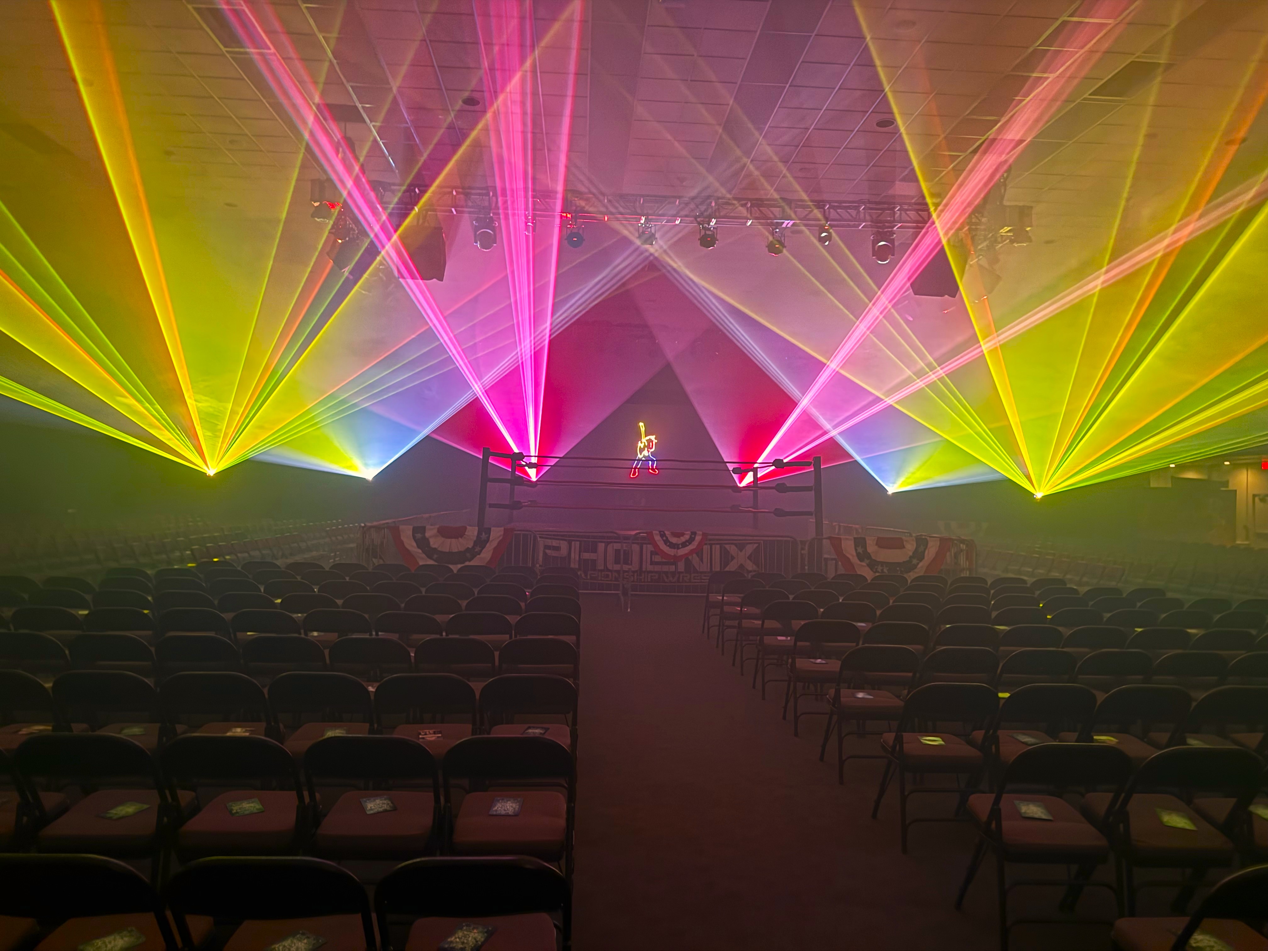 Stage laser production