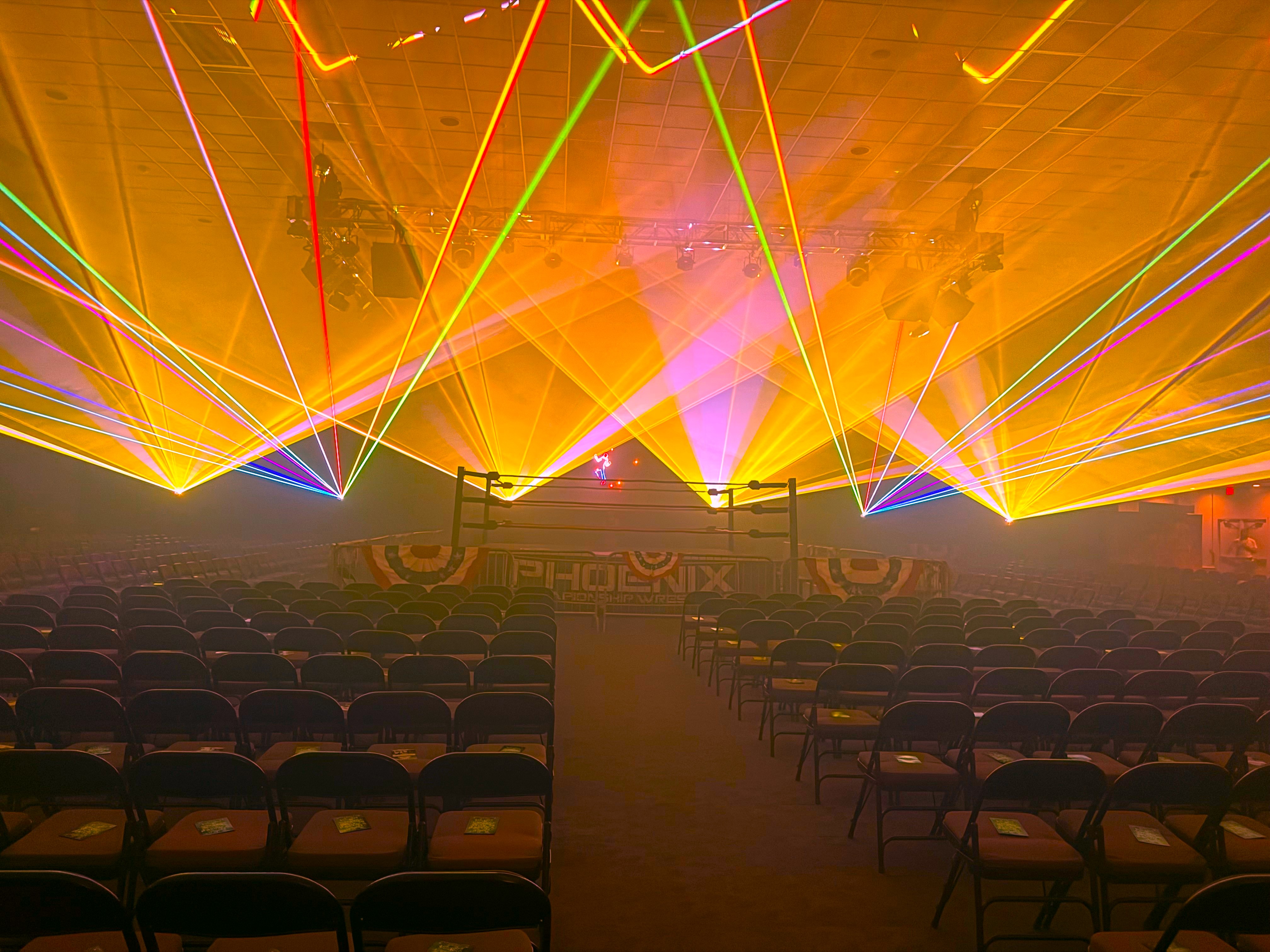 Laser beams at a live show